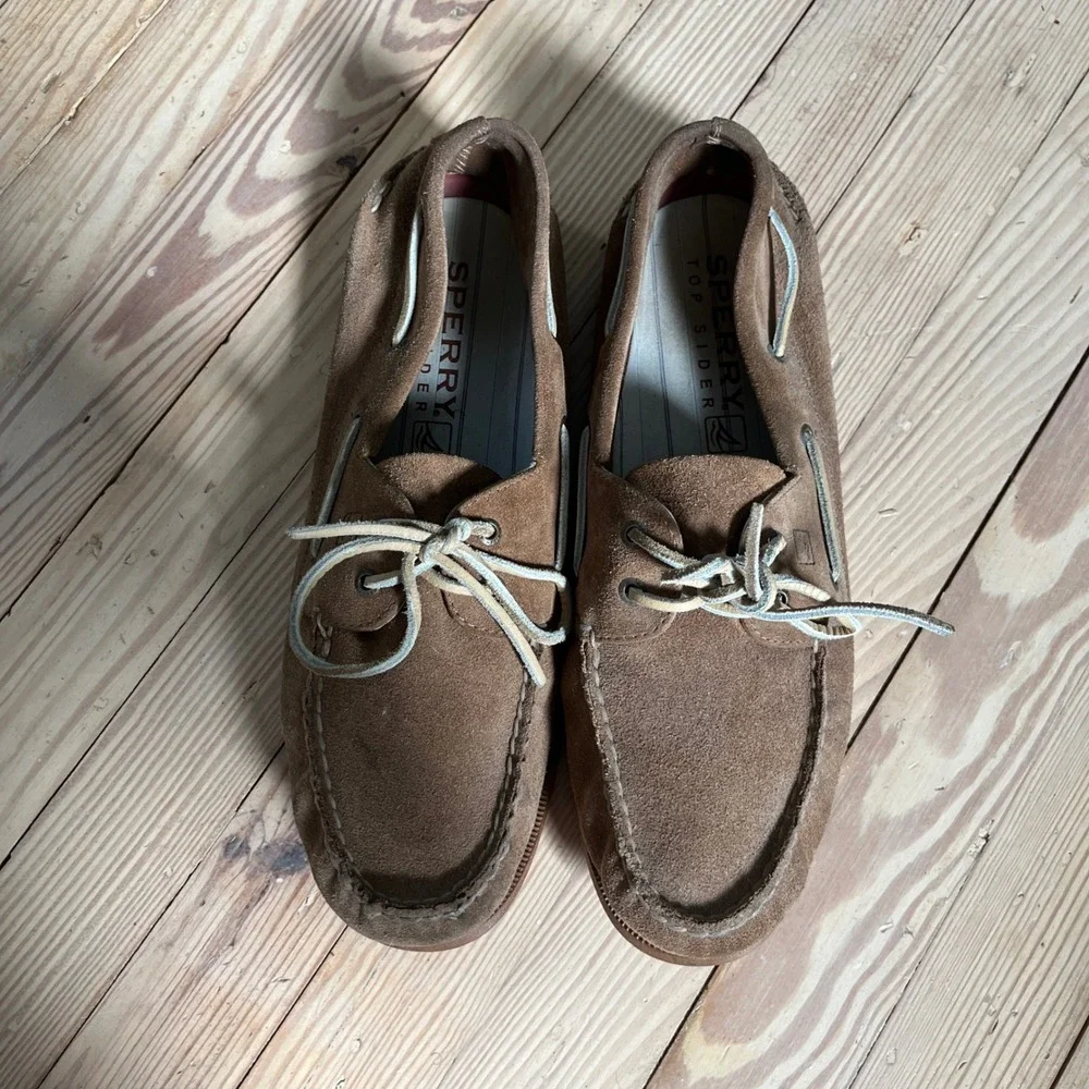 Sperry Top-Sider Boat Shoes Mens 13M Tan Suede 2-Eye Loafers casual preppy